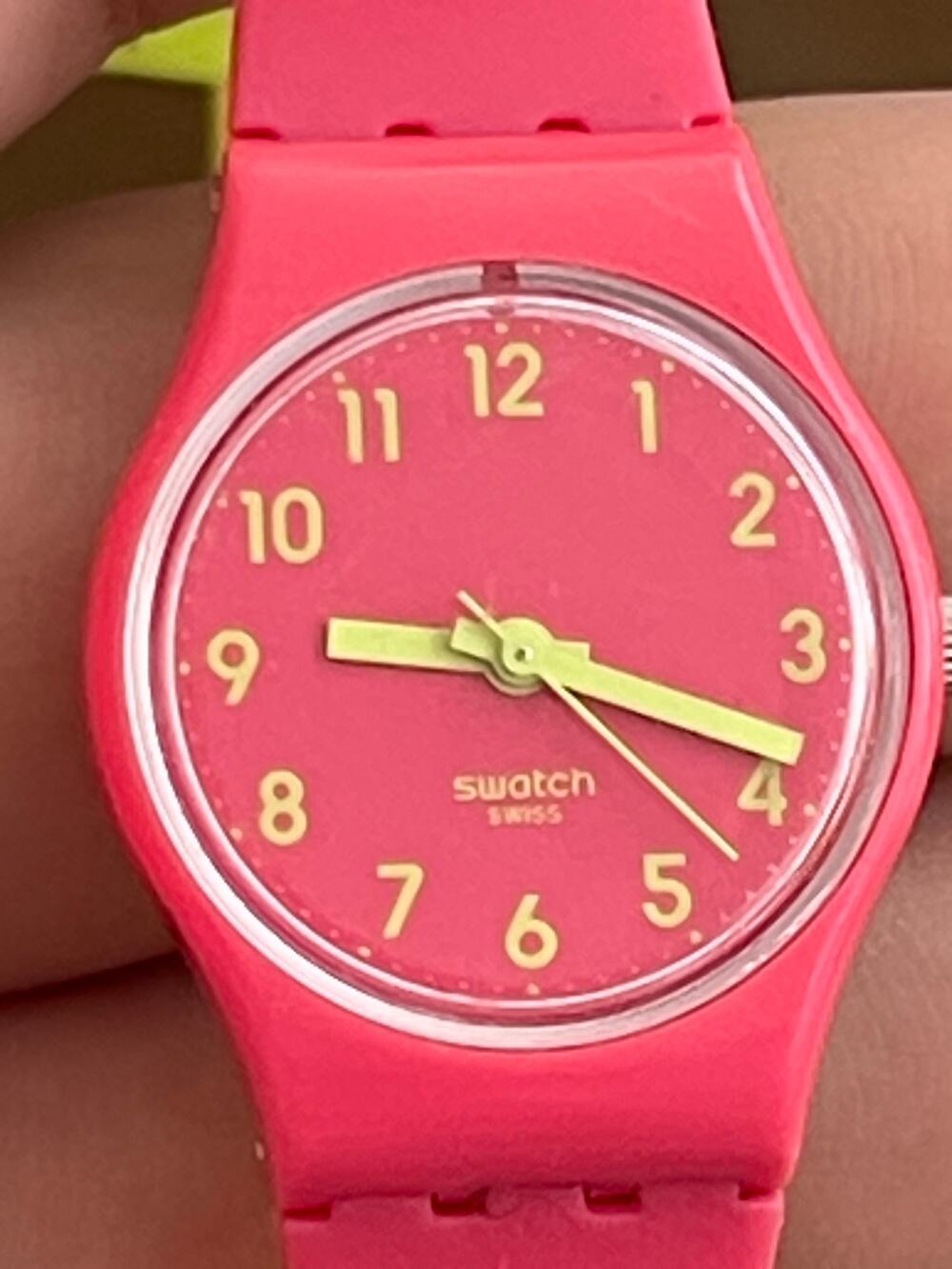 Swatch IT35 Swiss Pink Yellow Quartz Watch Original Silicone Strap Swiss Made